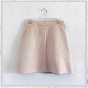 Zara Light Pink Faux Leather A Line Skirt